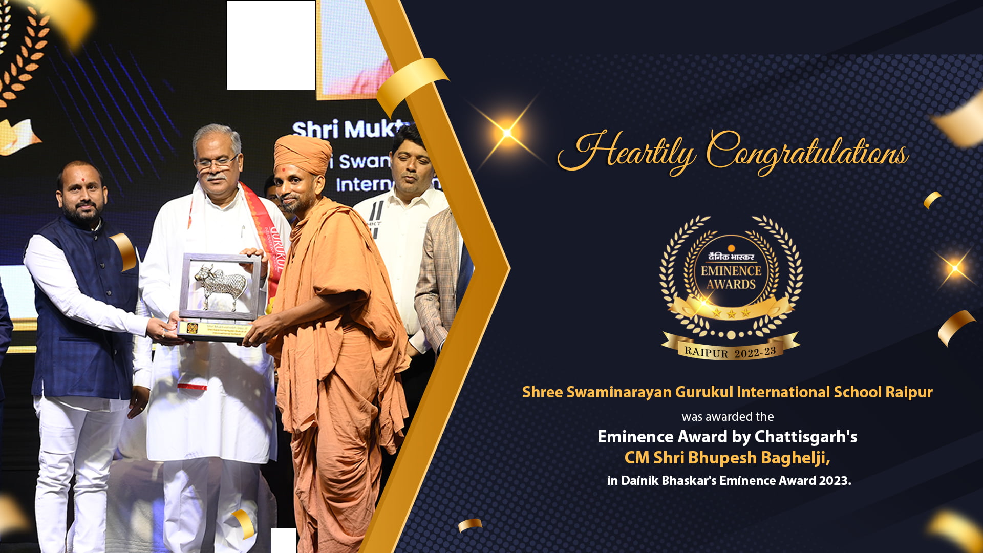 Celebrating Excellence: Eminence Award from Dainik Bhaskar by CG Chief Minister Shri Bhupesh Baghel